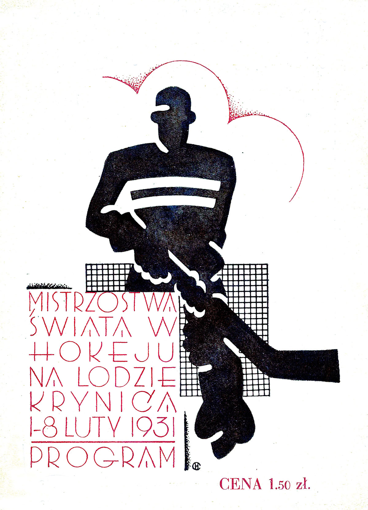 Okładka programu mistrzostw świata w hokeju na lodzie w Krynicy, 1931 r. Źródło: Biblioteka Narodowa