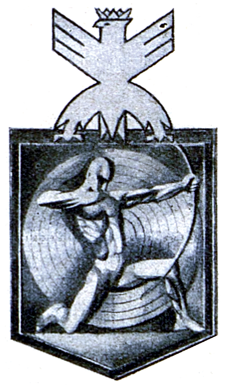 Polska Odznaka Łuczna. Projekt artysty malarza Lucjana Jagodzińskiego. Źródło: Jagiellońska Biblioteka Cyfrowa