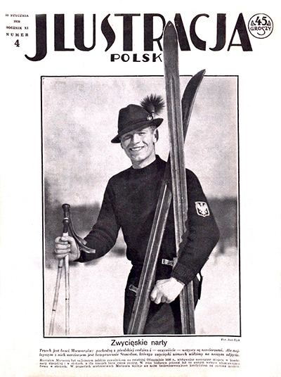 Okładka pisma „Ilustracja Polska”, nr 4, 23 stycznia 1938 r. Trzech jest braci Marusarzów: pochodzą z góralskiej rodziny i – oczywiście – wszyscy są narciarzami. Ale najlepszym z nich narciarzem jest bezsprzecznie Stanisław, którego zwycięski uśmiech widzimy na naszym zdjęciu – napisała redakcja Z zasobów Wielkopolskiej Biblioteki Cyfrowej