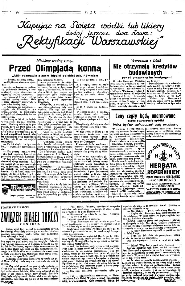 Wywiad z Karolem Rómmlem w czasopiśmie „ABC” przed Pucharem Narodów w Nicei w 1928 r. Źródło: Biblioteka Narodowa